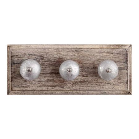 Silver Ceramic Wooden Hooks